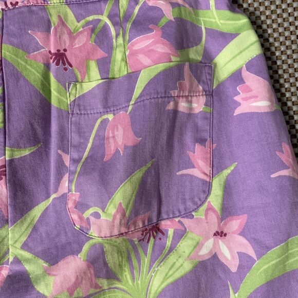 Lilly Pulitzer Capri Pants Womens 10 High Pink Purple Green 100% Cotton 3 Pocket - Picture 6 of 7